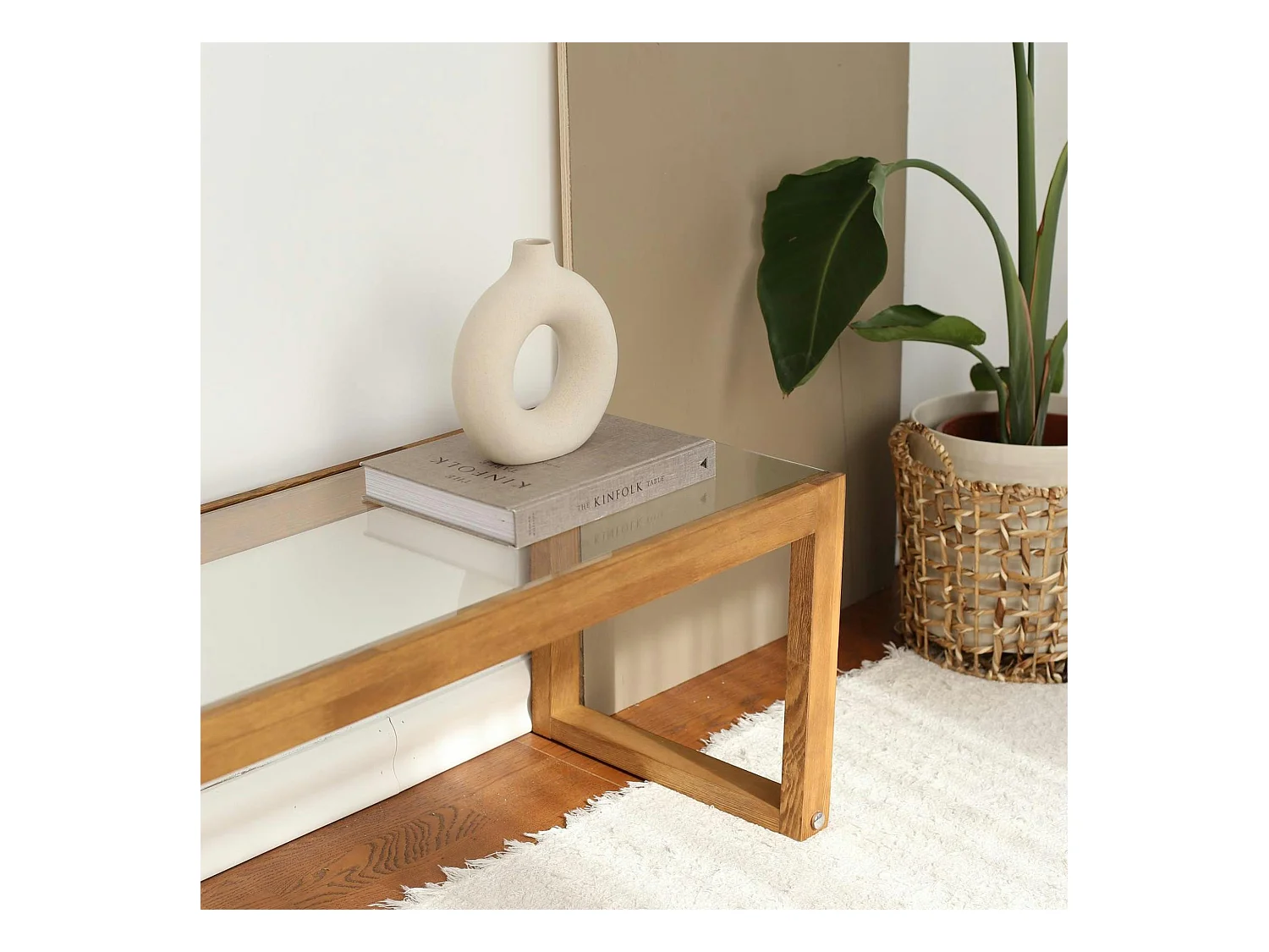 Meuble TV bois brun et verre - 130 cm, moderne LHASA