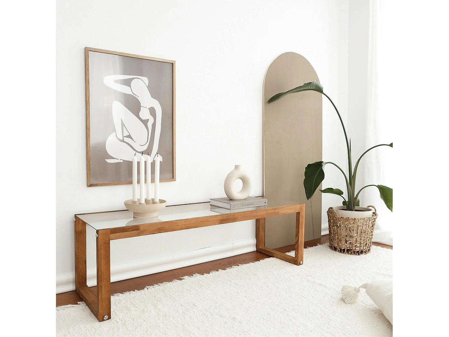 Meuble TV bois brun et verre - 130 cm, moderne LHASA