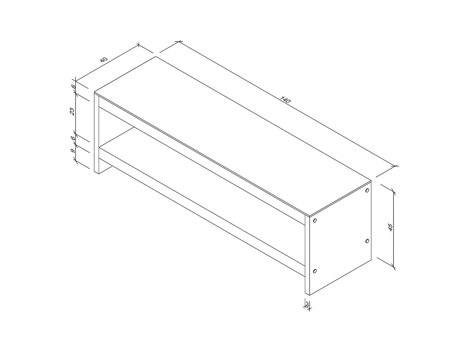 Meuble TV en bois brun et verre - 140 cm LHASA