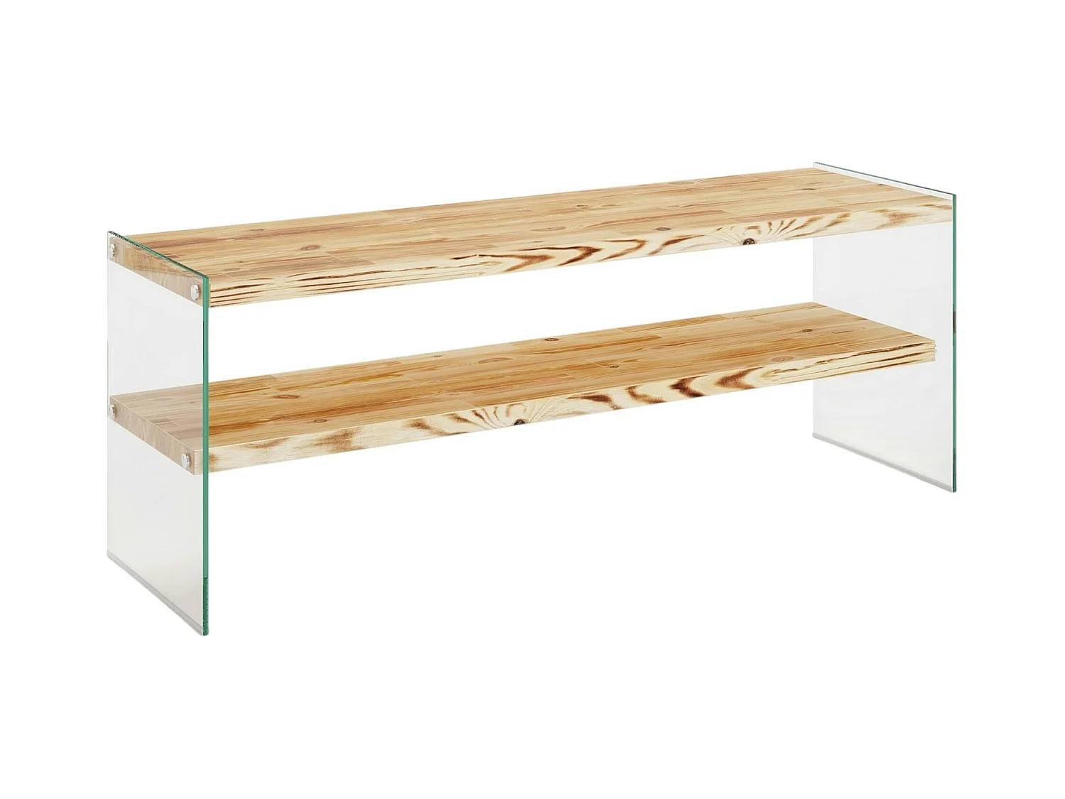 Meuble TV en bois clair et verre - 2 niveaux LHASA