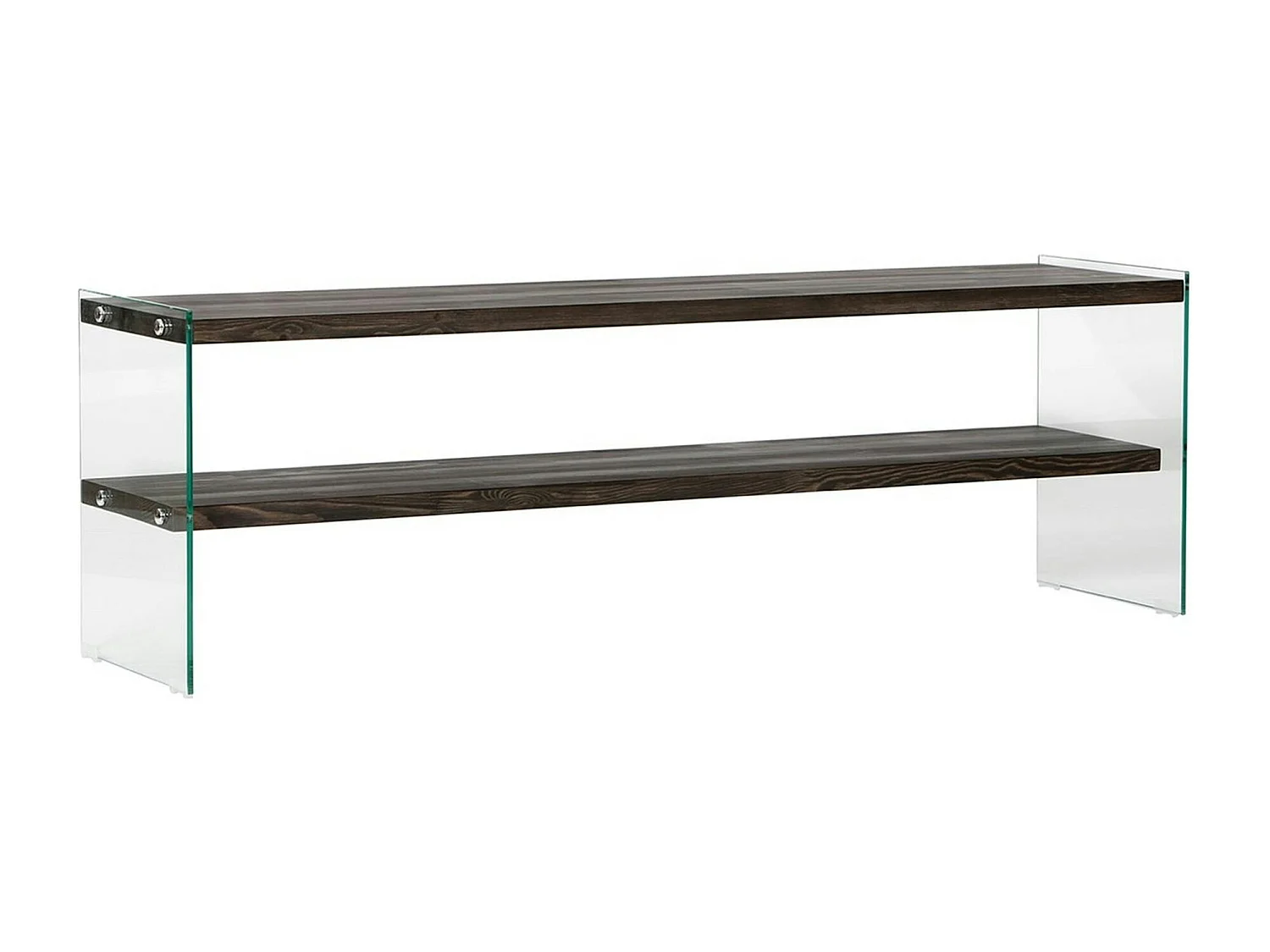 Banc TV bois anthracite et verre - 2 niveaux, 140 cm LHASA