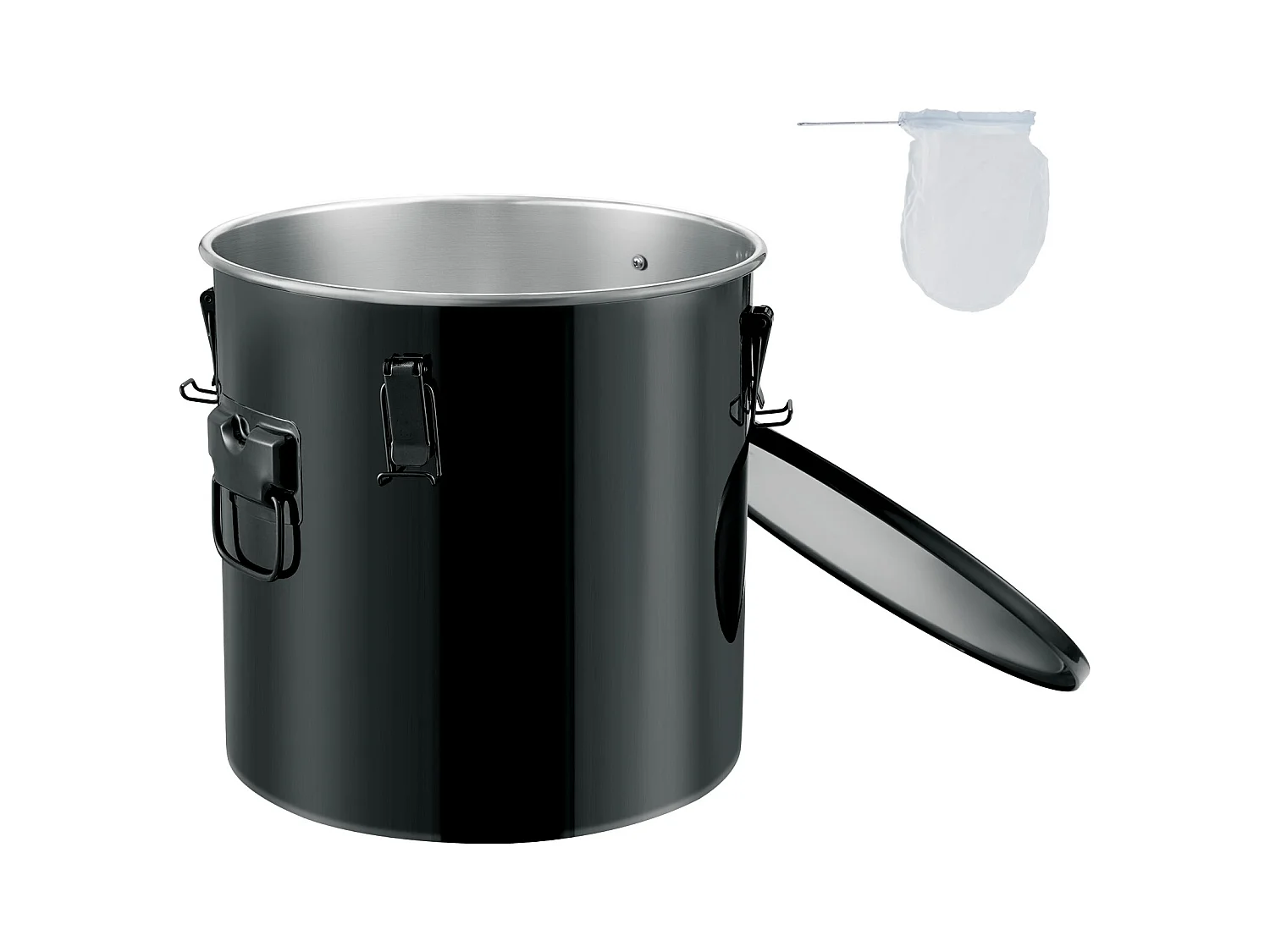 Balde de Grasa SucceBuy para Freidora, Balde de 37 L con Bolsa Filtro, Negro, Acero al Carbono con Recubrimiento Antioxidante