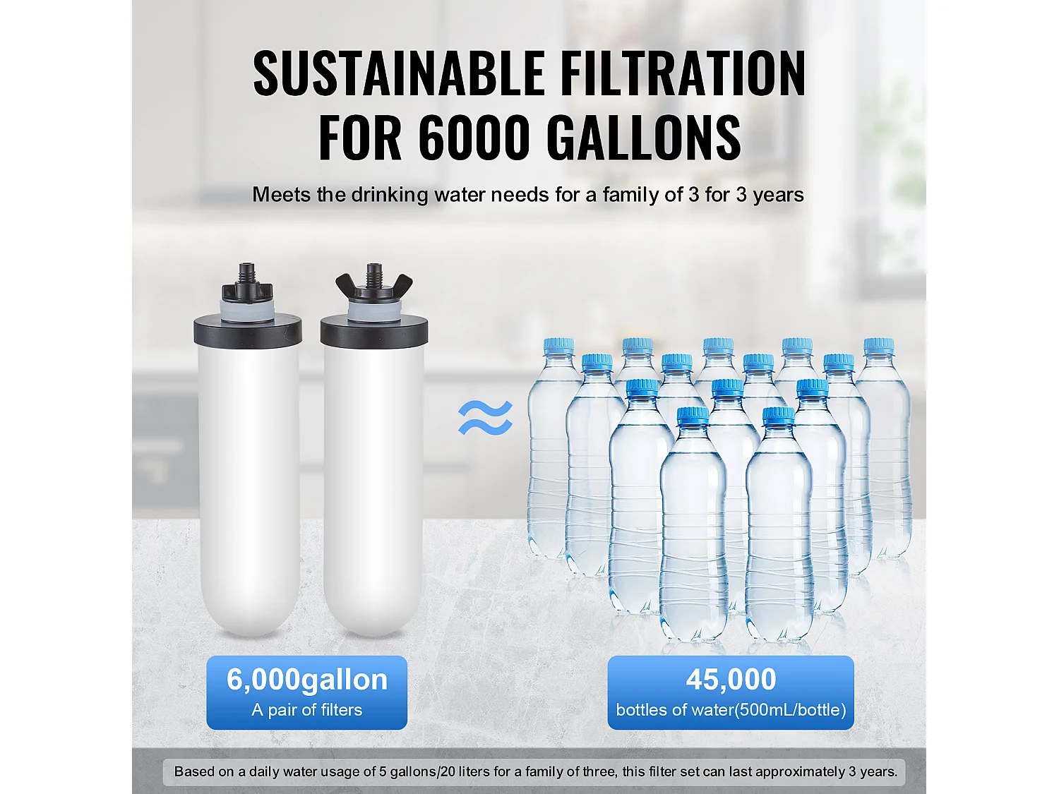 Waterfilter aangedreven door Zwaartekracht SucceBuy, Zwaartekracht-Waterfiltersysteem 8,5 L 2 Filters