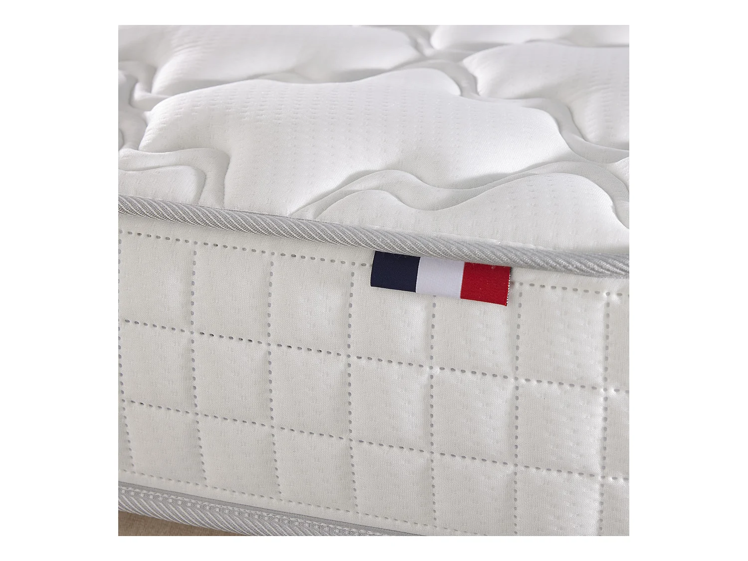 Pack matelas ressorts ASTRE, sommier, couette et oreillers français Dimensions - 90 x 190 cm, Sommier - Beige