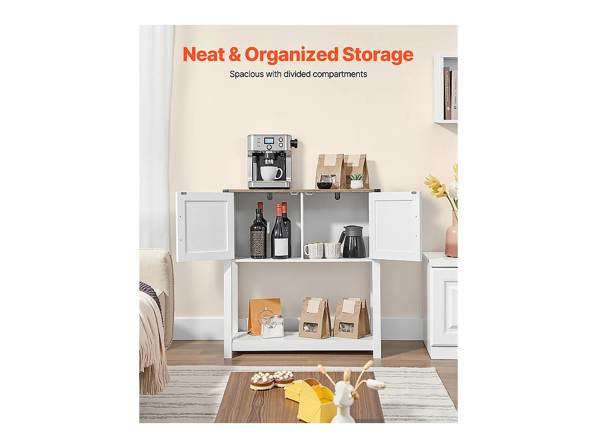 Meuble de Bar à Café SucceBuy, 80 x 35 x 88 cm, 3 Niveaux avec Portes Aimantées