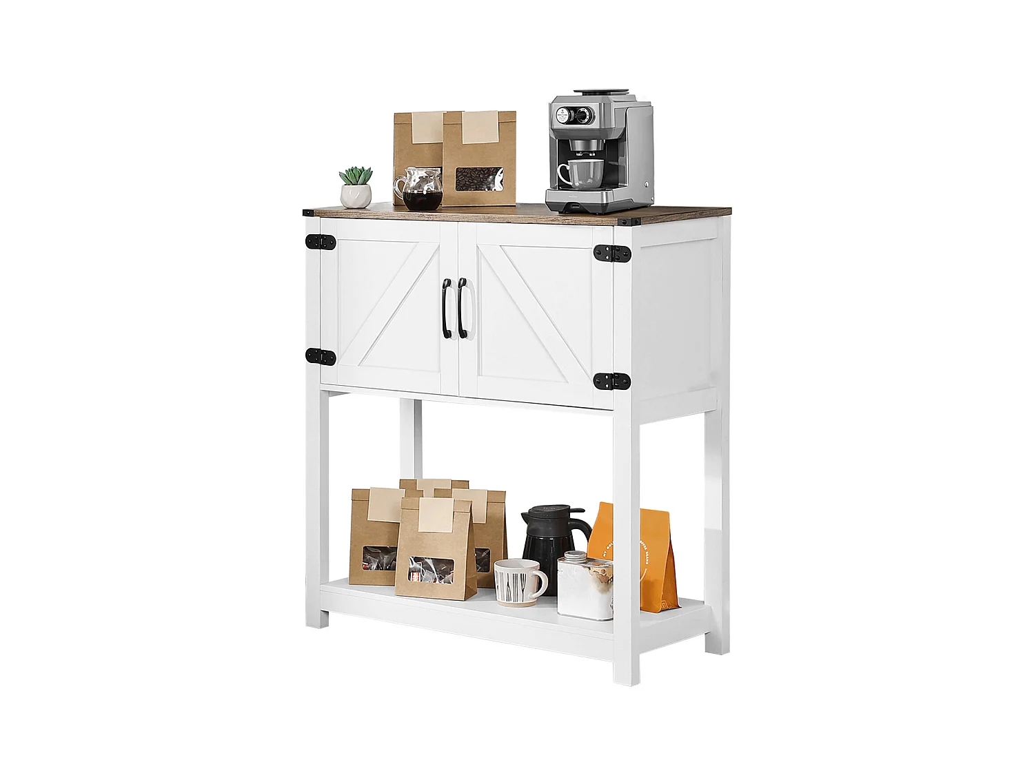 Meuble de Bar à Café SucceBuy, 80 x 35 x 88 cm, 3 Niveaux avec Portes Aimantées