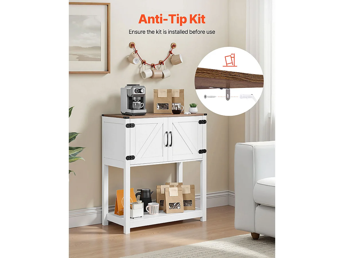 Meuble de Bar à Café SucceBuy, 80 x 35 x 88 cm, 3 Niveaux avec Portes Aimantées