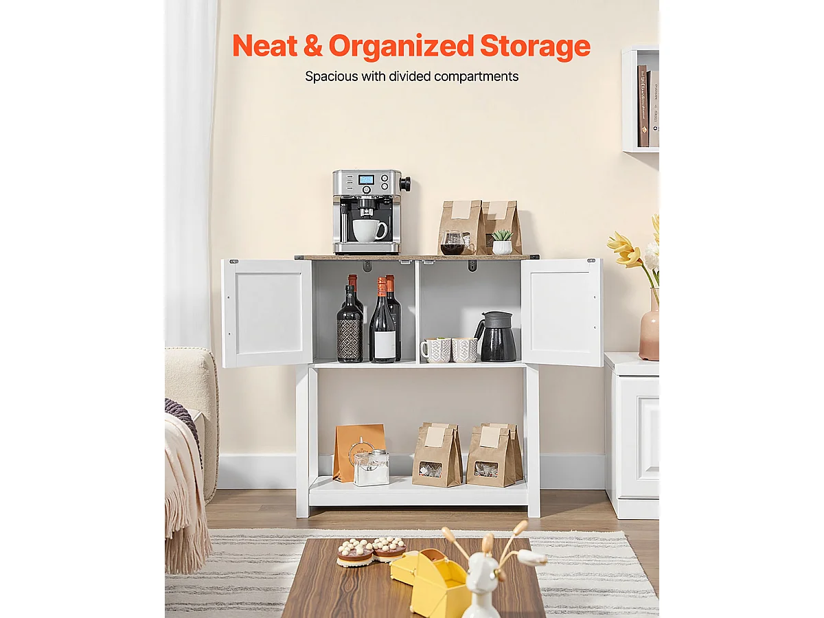 Meuble de Bar à Café SucceBuy, 80 x 35 x 88 cm, 3 Niveaux avec Portes Aimantées