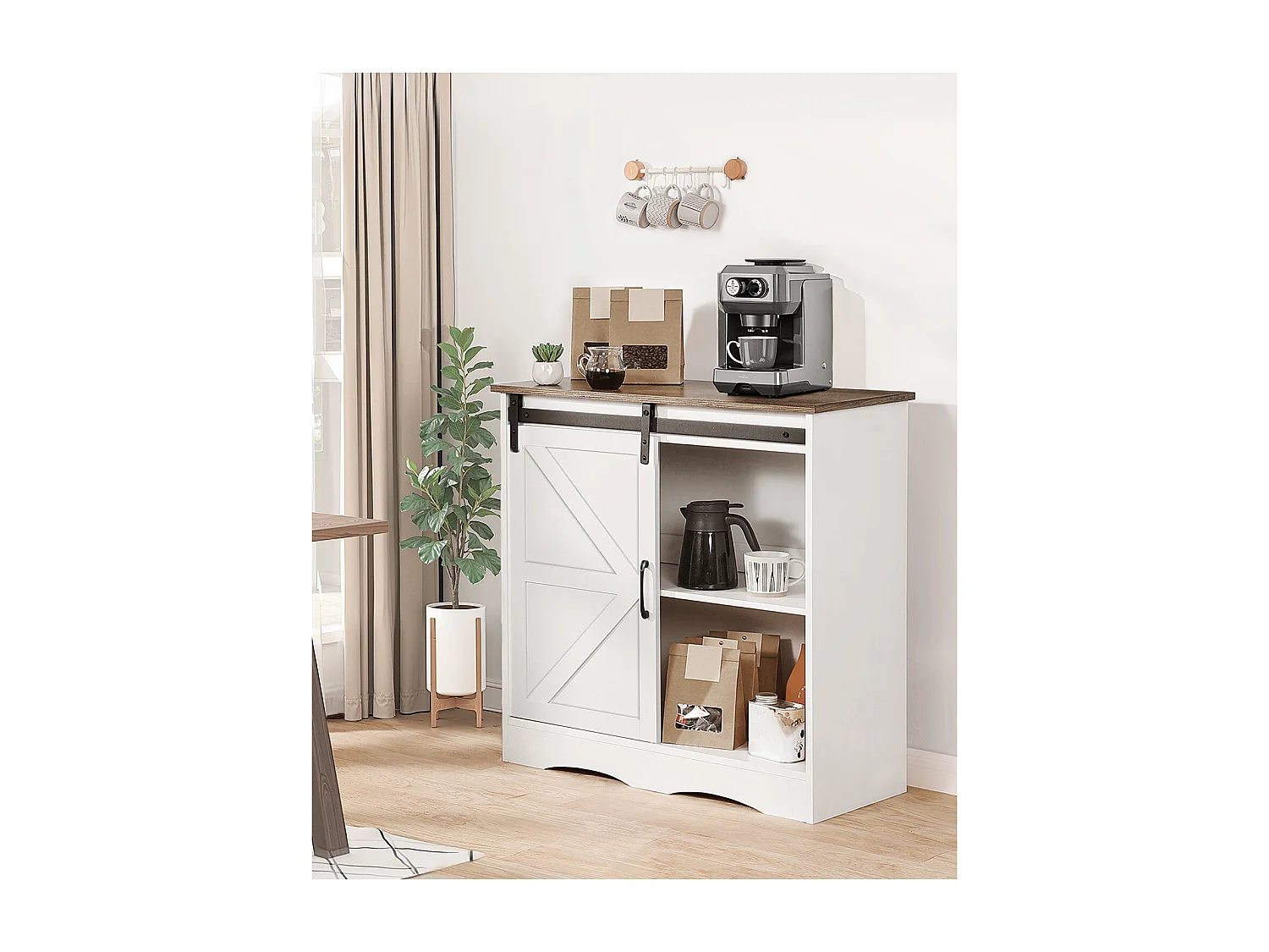 Kaffeebar-Möbel SucceBuy, 80 x 35 x 80 cm, 3 Ebenen mit Schiebetür