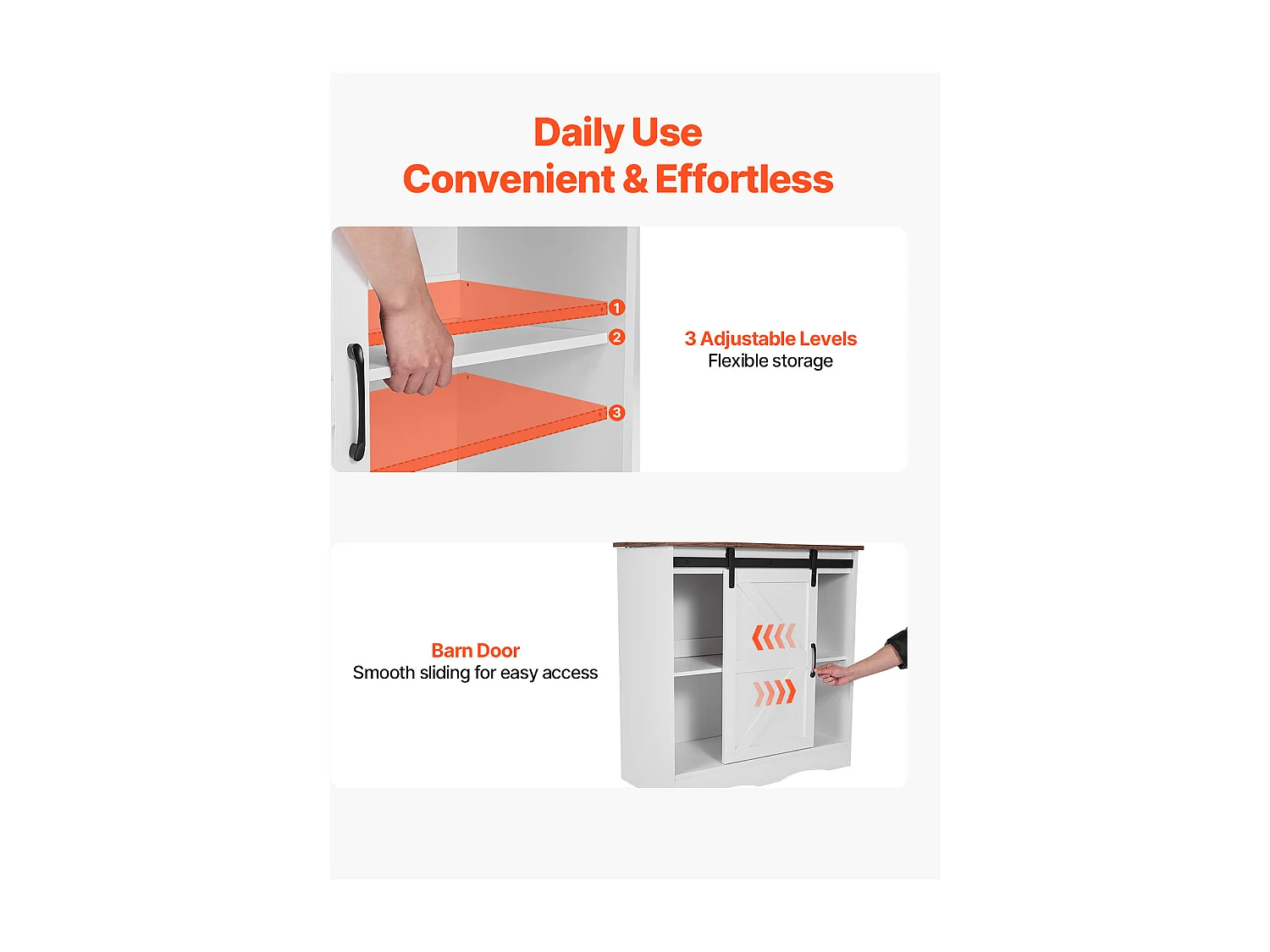 Meuble de Bar à Café SucceBuy, 80 x 35 x 80 cm, 3 Niveaux avec Porte Coulissante