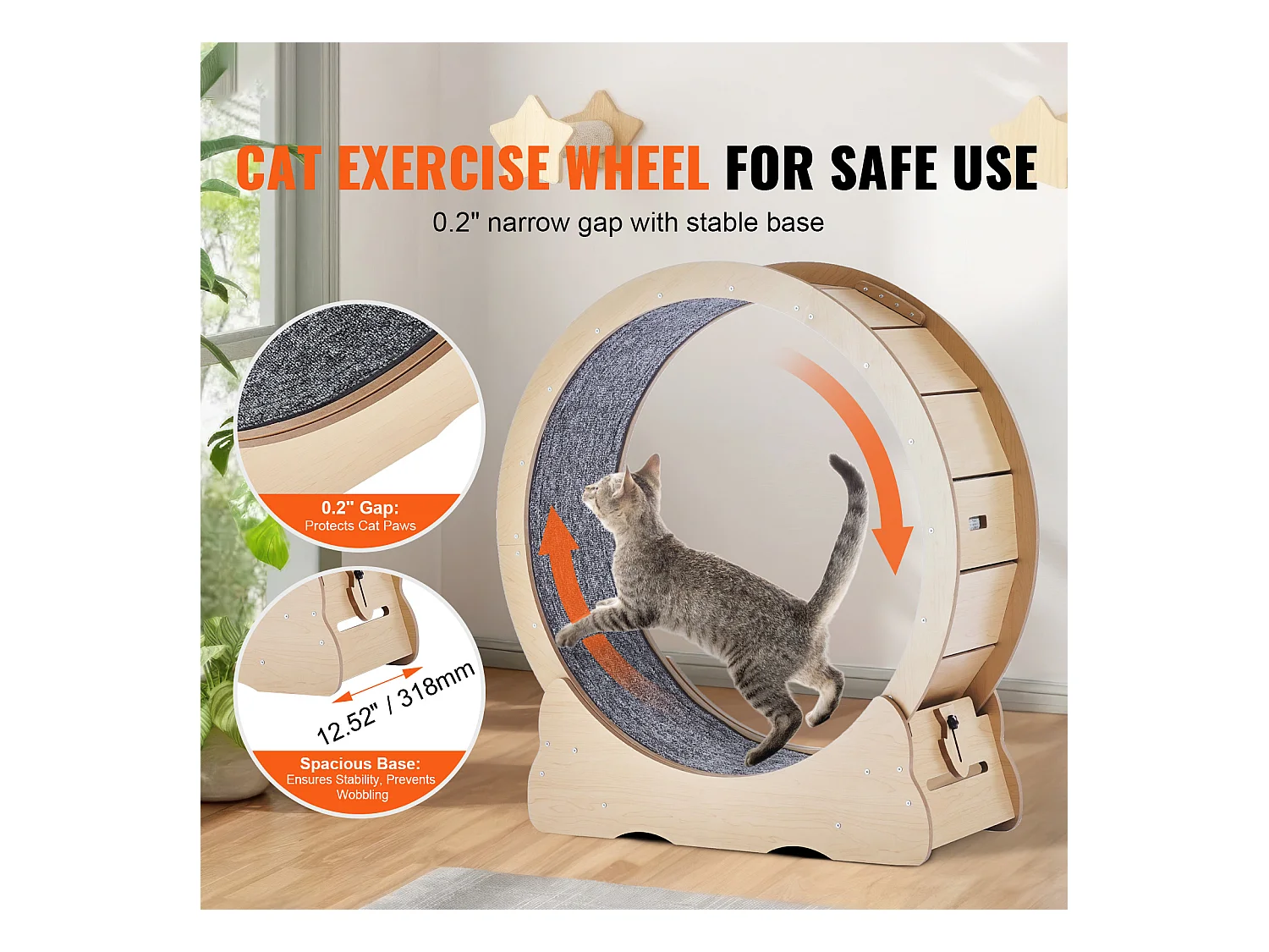 Roue d'Exercice pour Chat, SucceBuy Cat Exercise Wheel Grand Tapis Roulant d'Intérieur pour Chat 91 cm