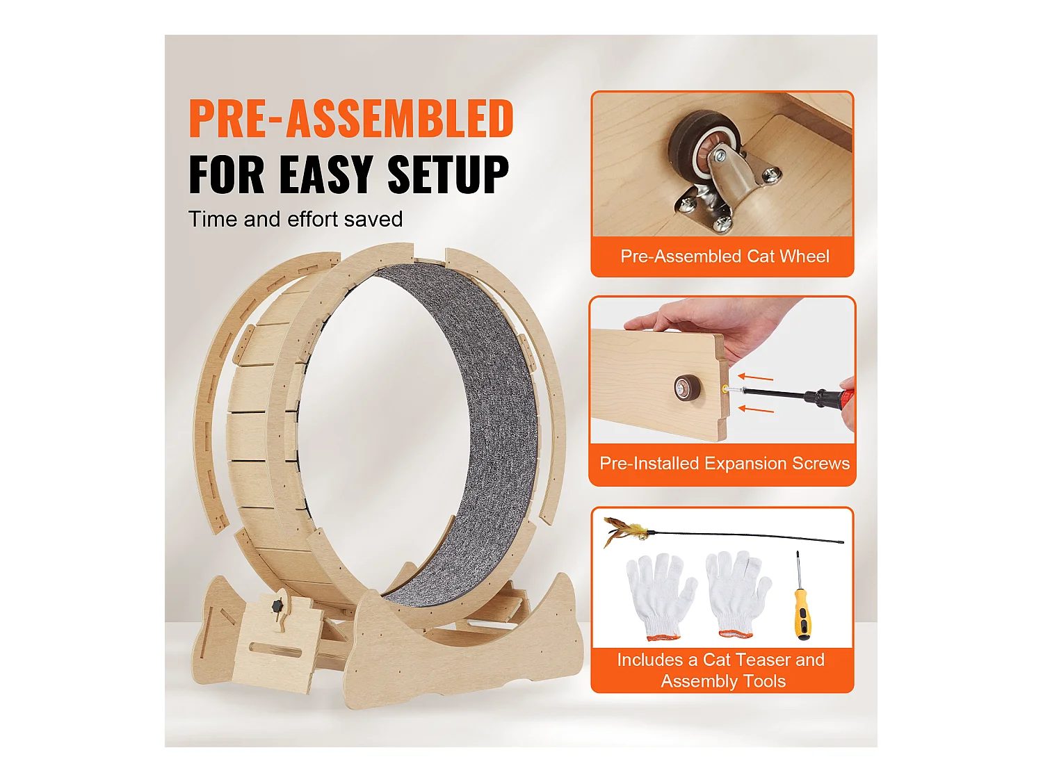 Roue d'Exercice pour Chat, SucceBuy Cat Exercise Wheel Grand Tapis Roulant d'Intérieur pour Chat 91 cm