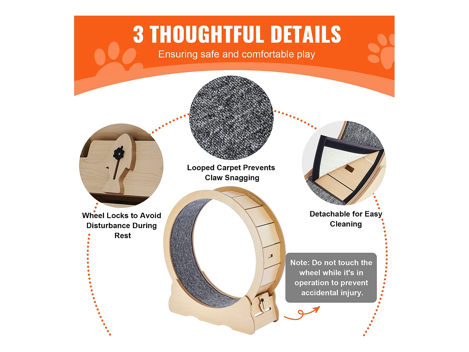 Roue d'Exercice pour Chat, SucceBuy Cat Exercise Wheel Grand Tapis Roulant d'Intérieur pour Chat 91 cm