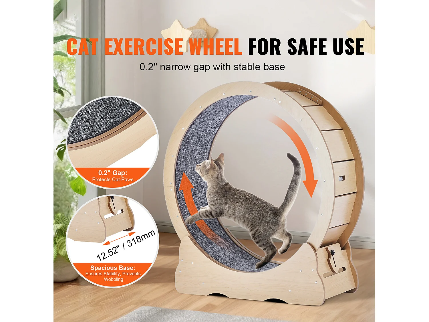 Roue d'Exercice pour Chat, SucceBuy Cat Exercise Wheel Grand Tapis Roulant d'Intérieur pour Chat 91 cm