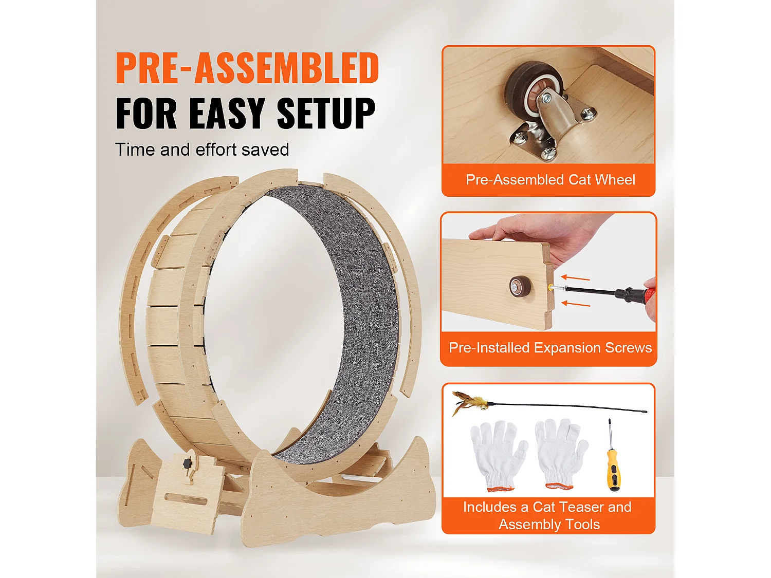 Roue d'Exercice pour Chat, SucceBuy Cat Exercise Wheel Grand Tapis Roulant d'Intérieur pour Chat 91 cm