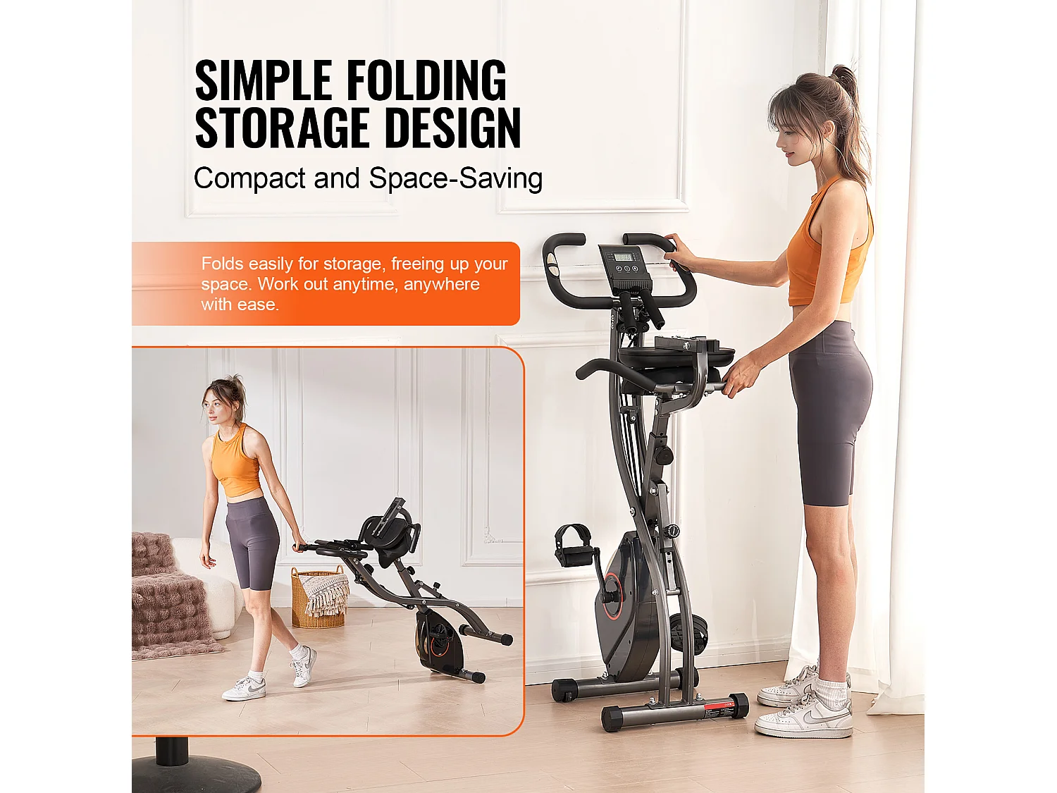 Vélo d'Appartement, SucceBuy Vélo d'Exercice Pliable pour Entraînement à Domicile