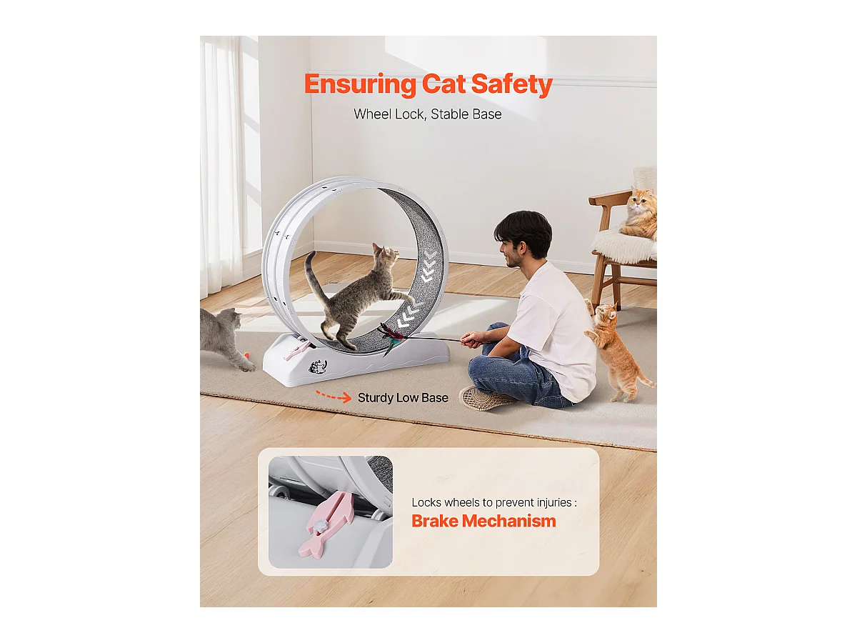 Roue d'Exercice pour Chat, SucceBuy Roue d'Exercice pour Chat 80 cm Grand Tapis Roulant d'Intérieur Blanc