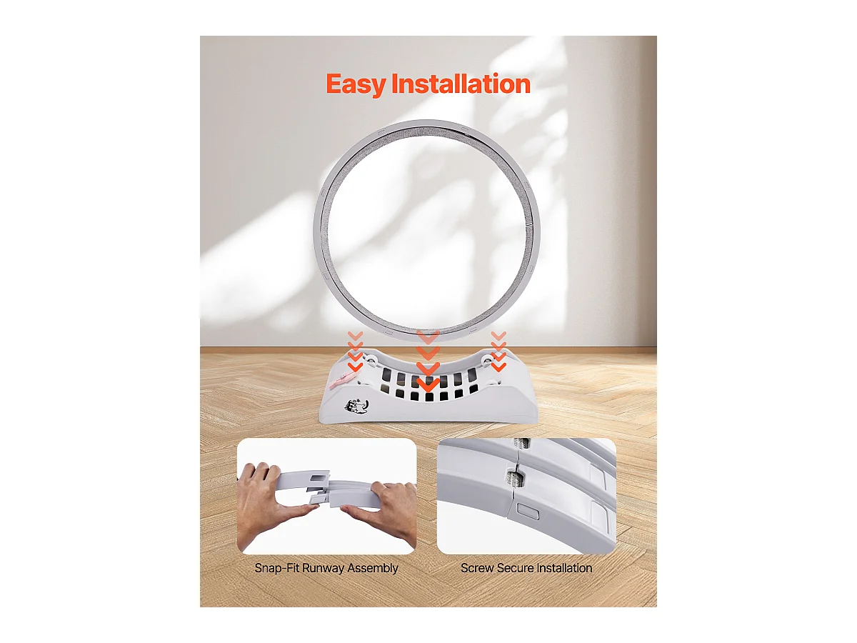 Roue d'Exercice pour Chat, SucceBuy Roue d'Exercice pour Chat 80 cm Grand Tapis Roulant d'Intérieur Blanc