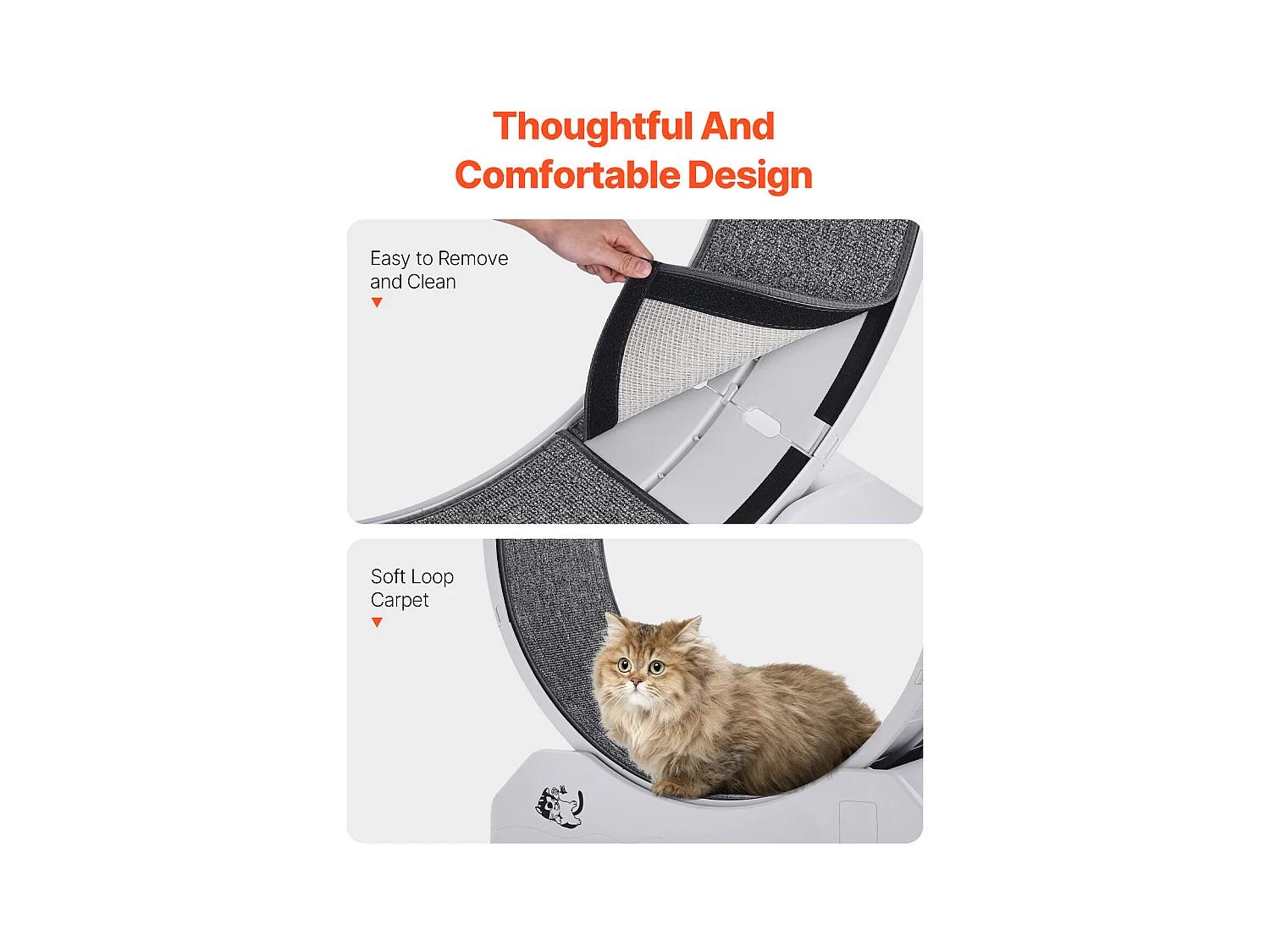 Roue d'Exercice pour Chat, SucceBuy Roue d'Exercice pour Chat 80 cm Grand Tapis Roulant d'Intérieur Blanc