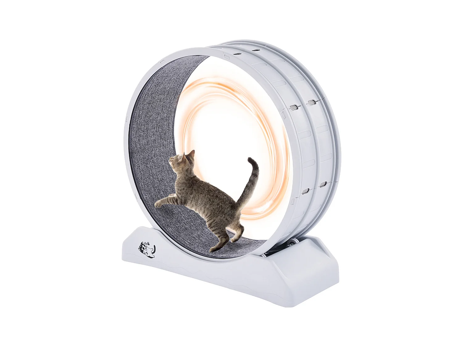 Roue d'Exercice pour Chat, SucceBuy Roue d'Exercice pour Chat 80 cm Grand Tapis Roulant d'Intérieur Blanc