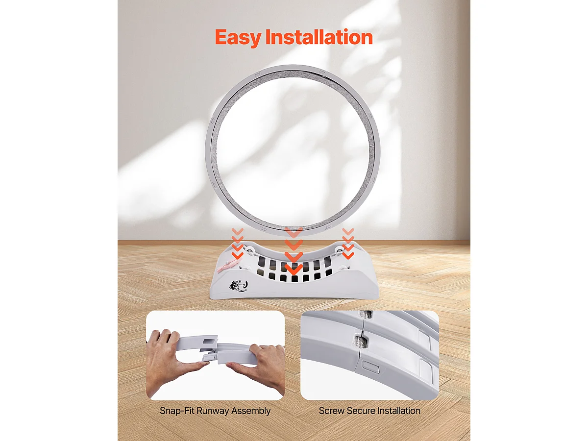 Roue d'Exercice pour Chat, SucceBuy Roue d'Exercice pour Chat 80 cm Grand Tapis Roulant d'Intérieur Blanc