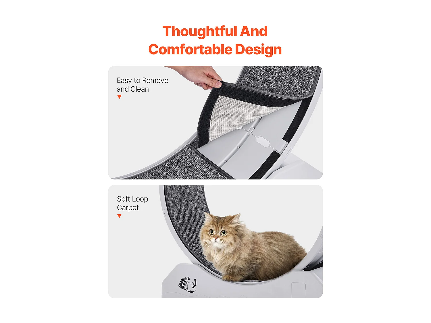 Roue d'Exercice pour Chat, SucceBuy Roue d'Exercice pour Chat 80 cm Grand Tapis Roulant d'Intérieur Blanc