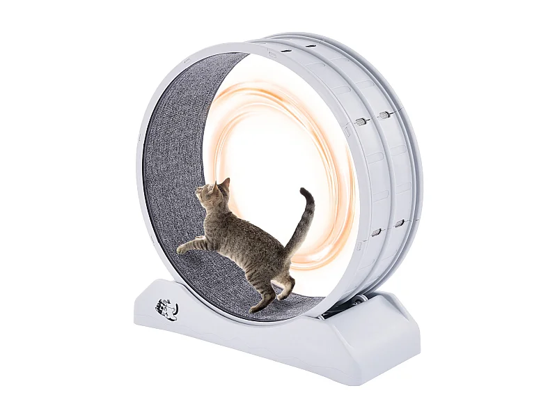 Roue d'Exercice pour Chat, SucceBuy Roue d'Exercice pour Chat 80 cm Grand Tapis Roulant d'Intérieur Blanc