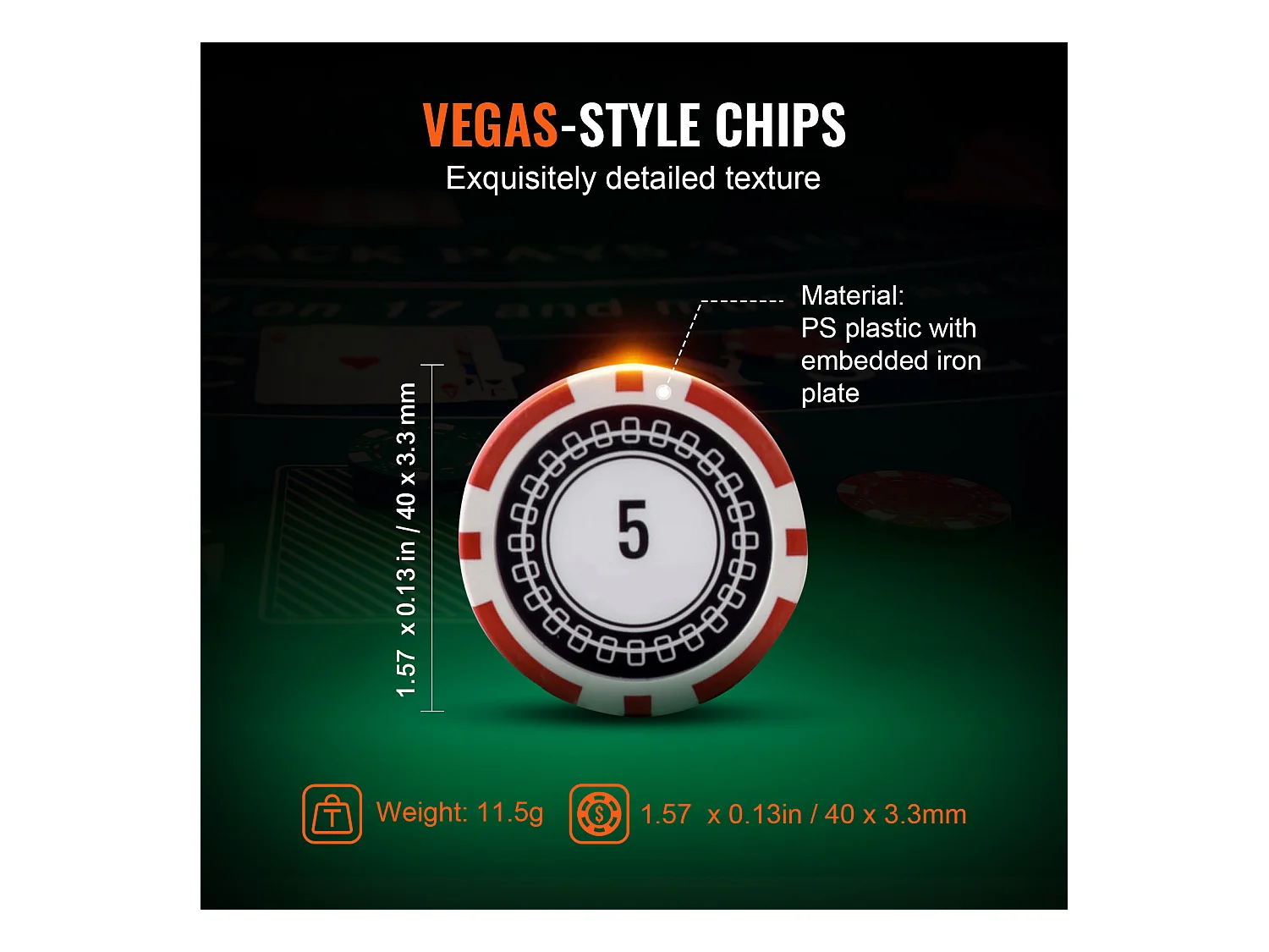 Mallette de Poker, SucceBuy Lot de 300 Jetons de Poker avec Étui en Aluminium, Cartes, Jetons de 11.5 g