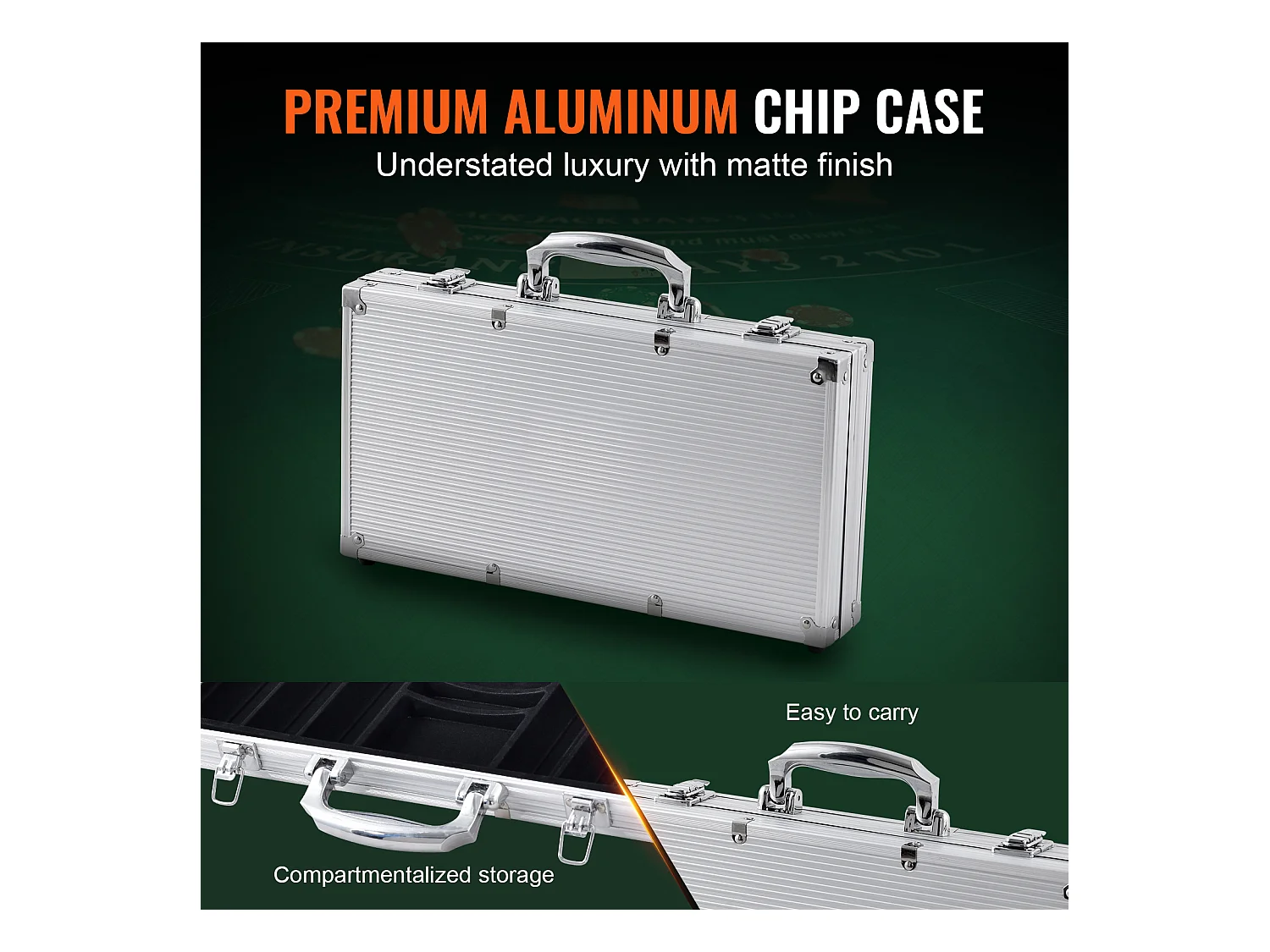 Mallette de Poker, SucceBuy Lot de 300 Jetons de Poker avec Étui en Aluminium, Cartes, Jetons de 11.5 g