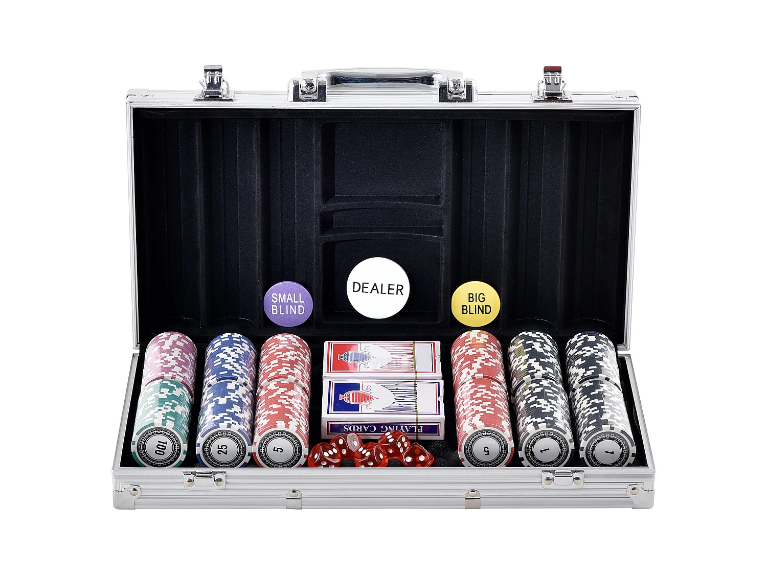 Mallette de Poker, SucceBuy Lot de 300 Jetons de Poker avec Étui en Aluminium, Cartes, Jetons de 11.5 g