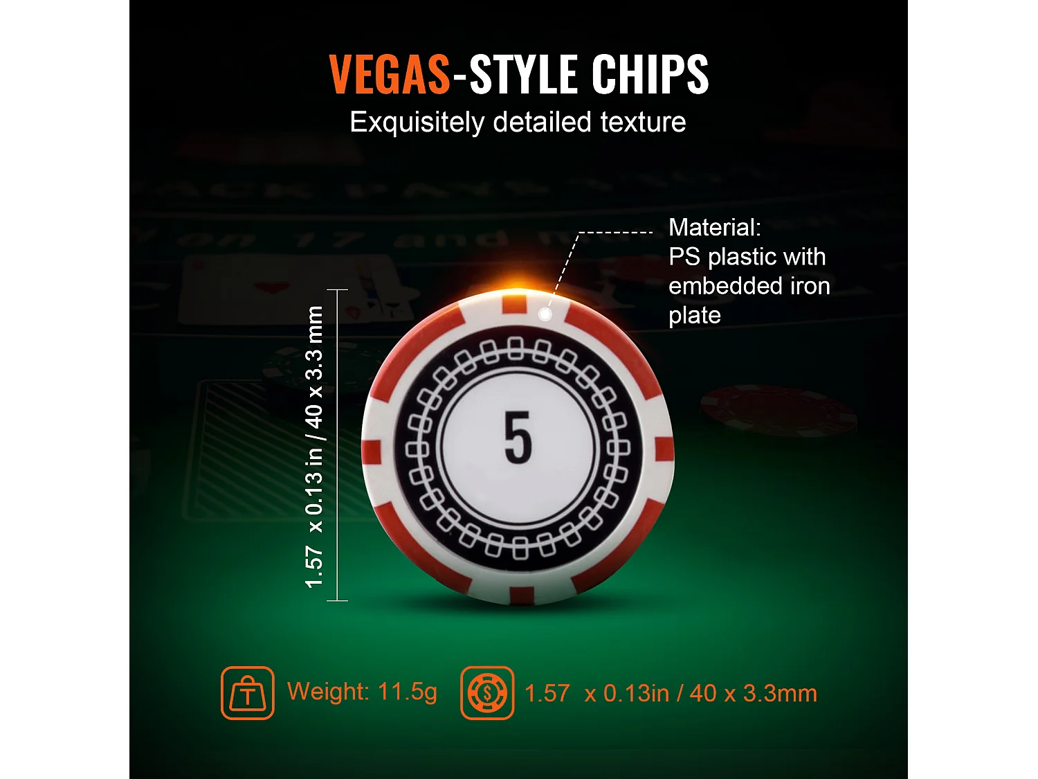 Custodia da Poker, SucceBuy Set di Fiches da Poker da 300 Pezzi con Custodia in Alluminio, Carte, Fiches da 11,5 g