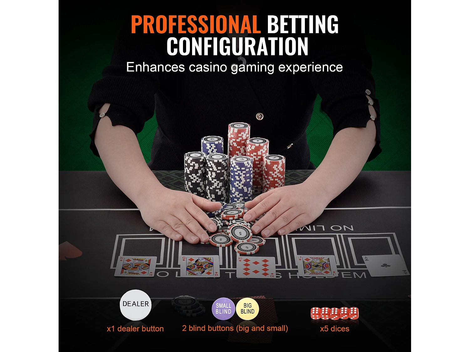 Custodia da Poker, SucceBuy Set di Fiches da Poker da 300 Pezzi con Custodia in Alluminio, Carte, Fiches da 11,5 g