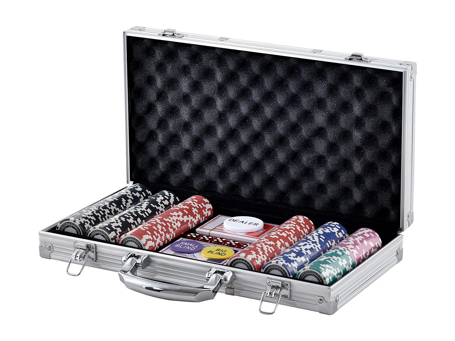 Custodia da Poker, SucceBuy Set di Fiches da Poker da 300 Pezzi con Custodia in Alluminio, Carte, Fiches da 11,5 g