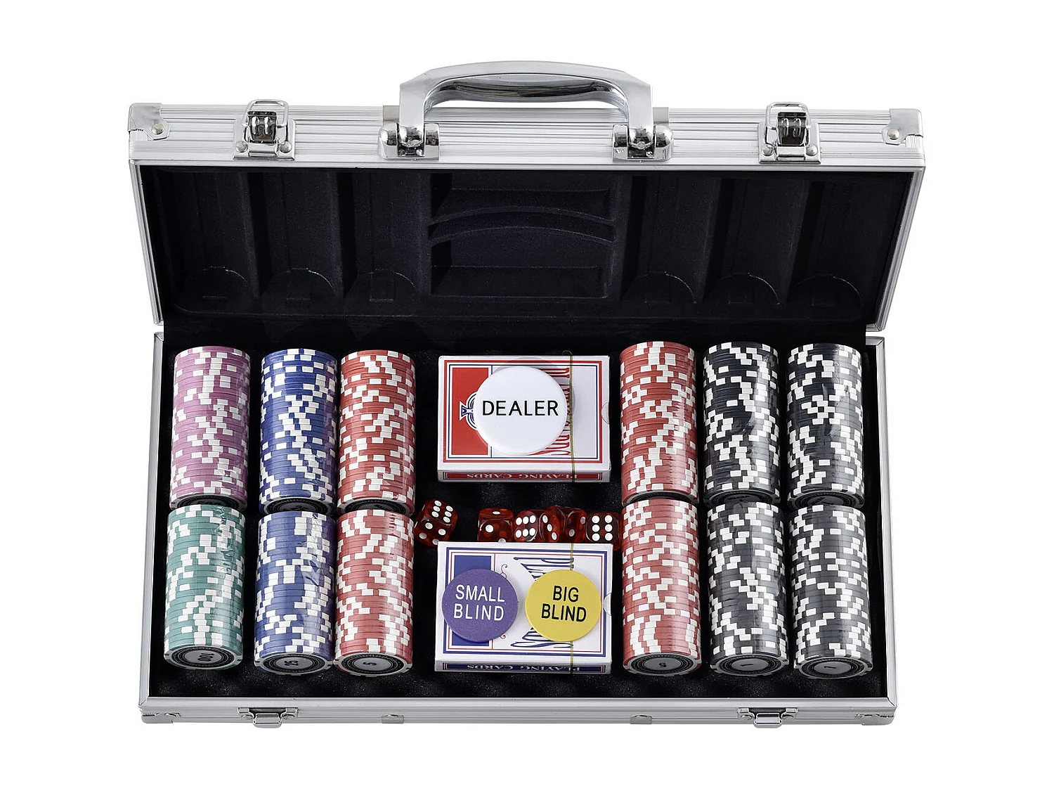 Custodia da Poker, SucceBuy Set di Fiches da Poker da 300 Pezzi con Custodia in Alluminio, Carte, Fiches da 11,5 g