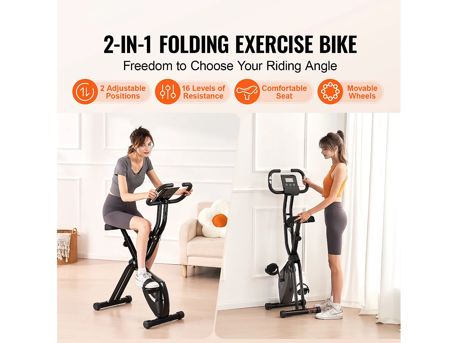 Vélo d'Appartement, SucceBuy Vélo d'Exercice Pliable pour Salle de Sport à Domicile