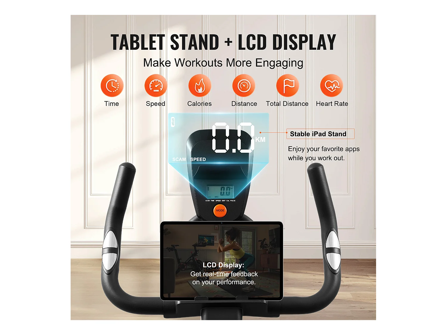 Vélo d'Appartement, SucceBuy Vélo d'Exercice avec Résistance Magnétique pour le Cyclisme en Salle