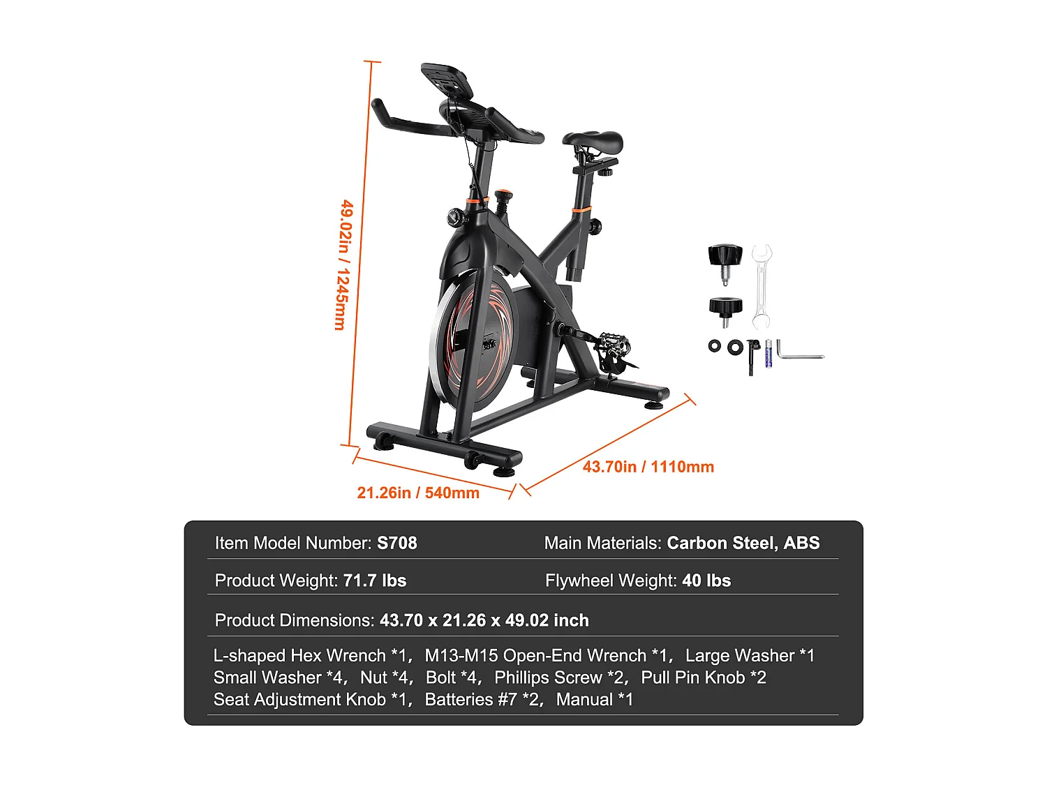 Vélo d'Appartement, SucceBuy Vélo d'Exercice avec Résistance Magnétique pour le Cyclisme en Salle