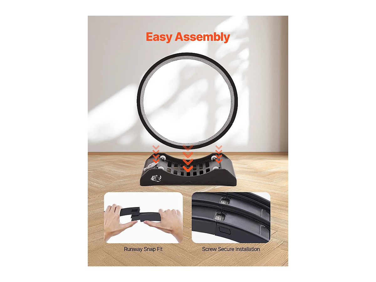 Roue d'Exercice pour Chat, SucceBuy Roue d'Exercice pour Chat 80 cm Grand Tapis Roulant d'Intérieur Noir