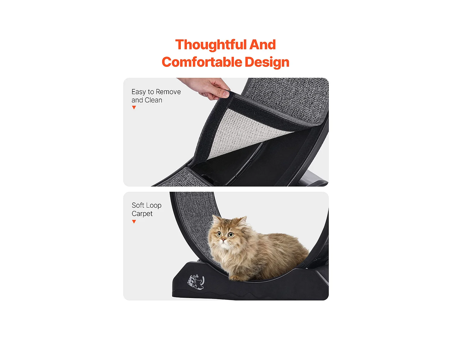 Roue d'Exercice pour Chat, SucceBuy Roue d'Exercice pour Chat 80 cm Grand Tapis Roulant d'Intérieur Noir