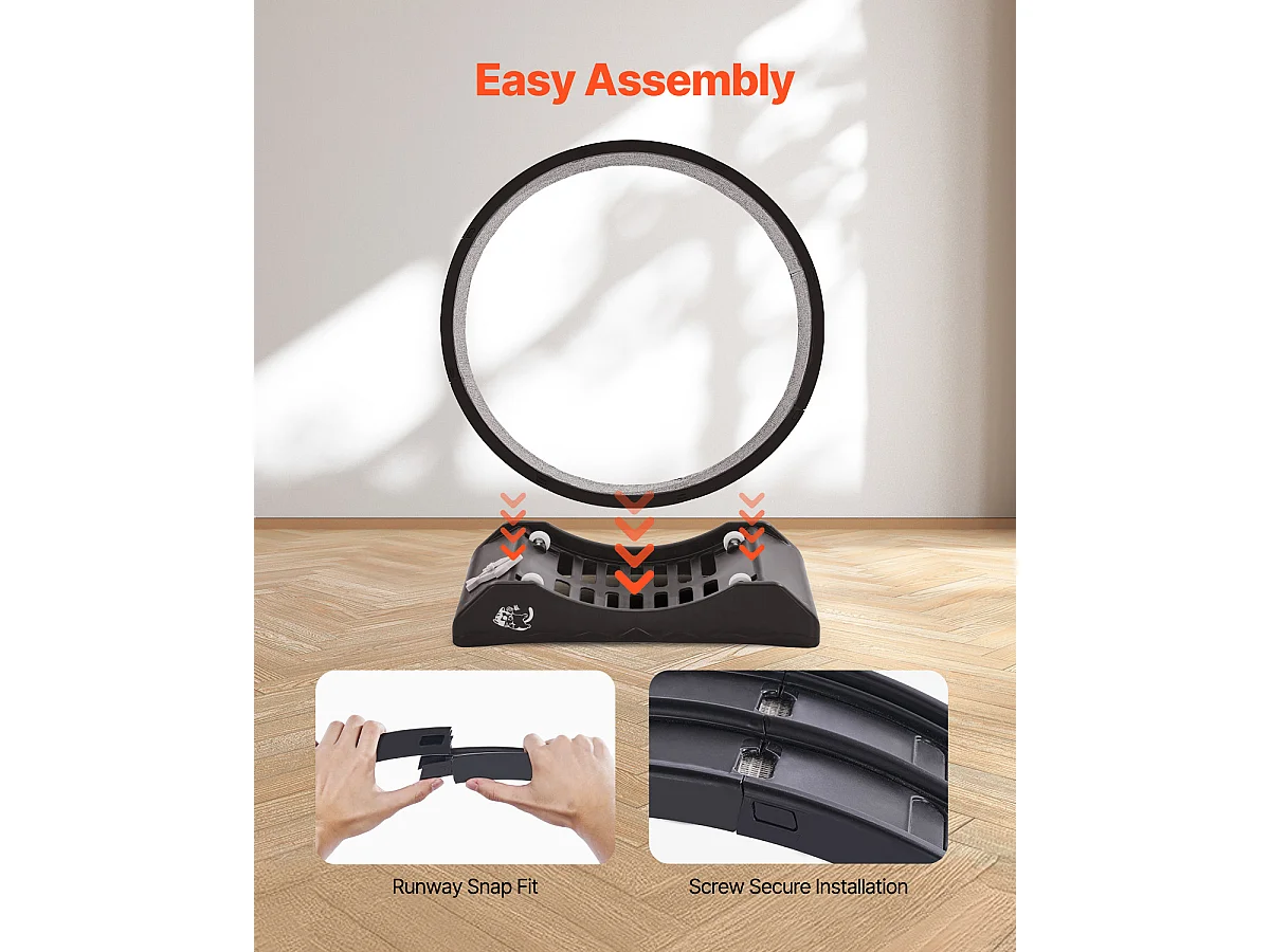 Ruota per Esercizi per Gatti, SucceBuy Ruota per Esercizi per Gatti, Tapis Roulant da Interno Grande, 80 cm, Nera