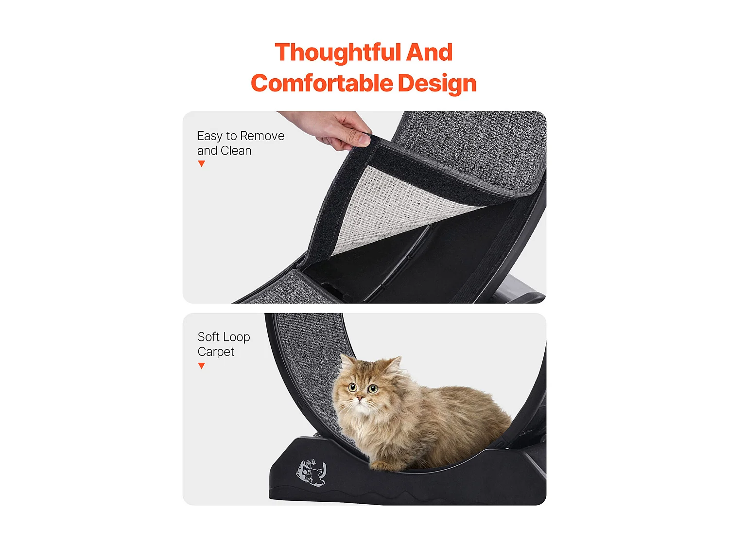 Ruota per Esercizi per Gatti, SucceBuy Ruota per Esercizi per Gatti, Tapis Roulant da Interno Grande, 80 cm, Nera