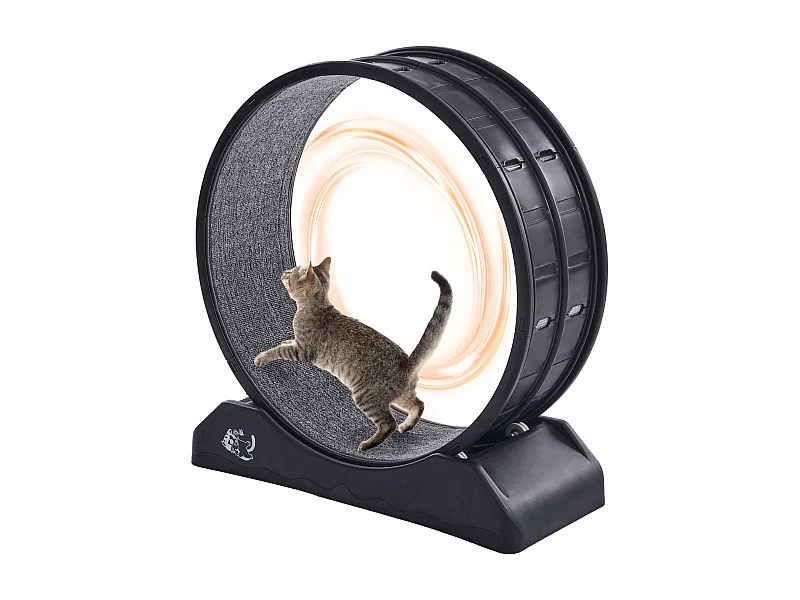 Ruota per Esercizi per Gatti, SucceBuy Ruota per Esercizi per Gatti, Tapis Roulant da Interno Grande, 80 cm, Nera