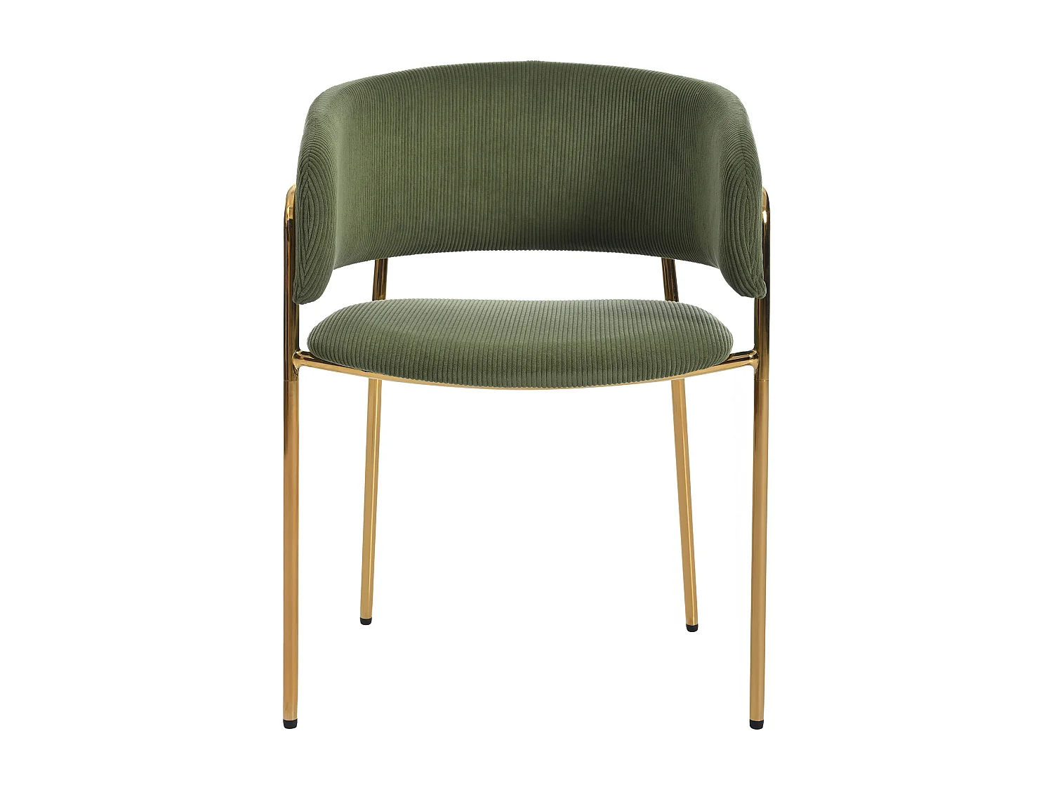 Set van 2 groene corduroy stoelen, goudkleurig ijzeren frame