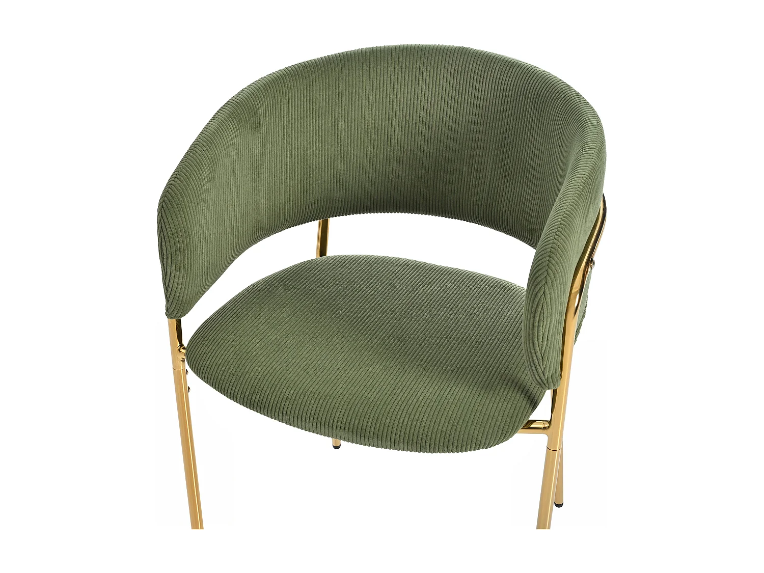 Set van 2 groene corduroy stoelen, goudkleurig ijzeren frame
