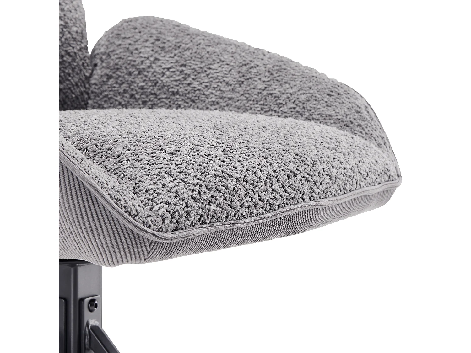 Lot de 2 chaises, fauteuil 360°pivotante en sherpa gris, cadre en métal noir