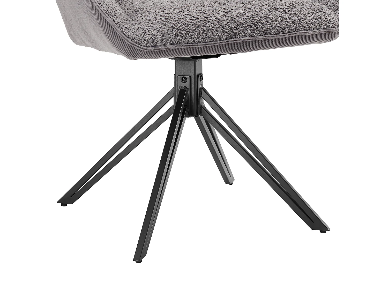 Lot de 2 chaises, fauteuil 360°pivotante en sherpa gris, cadre en métal noir