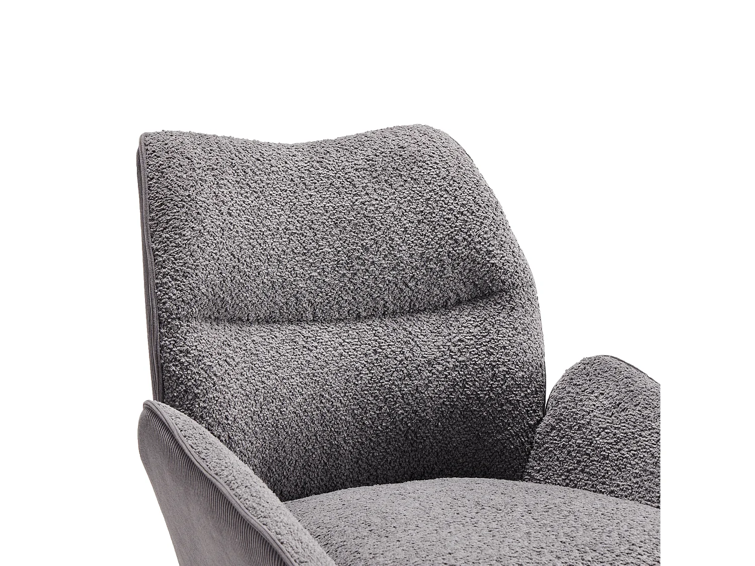 Lot de 2 chaises, fauteuil 360°pivotante en sherpa gris, cadre en métal noir