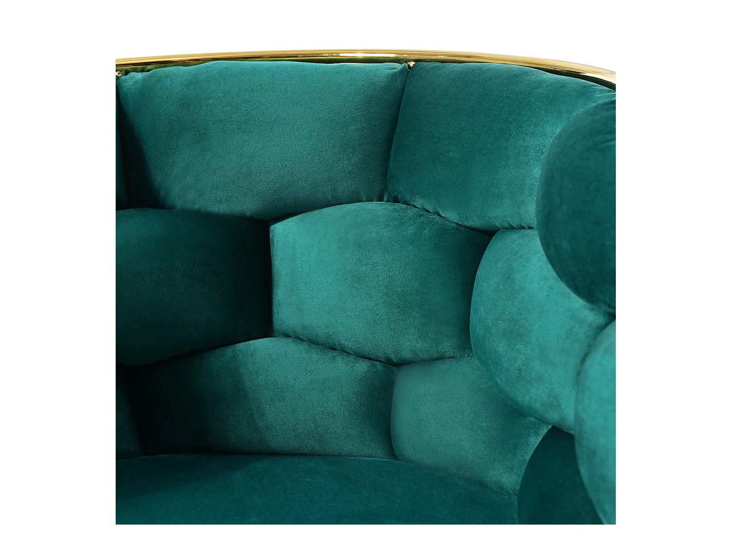 Chaise en velours vert avec pieds réglables en métal doré