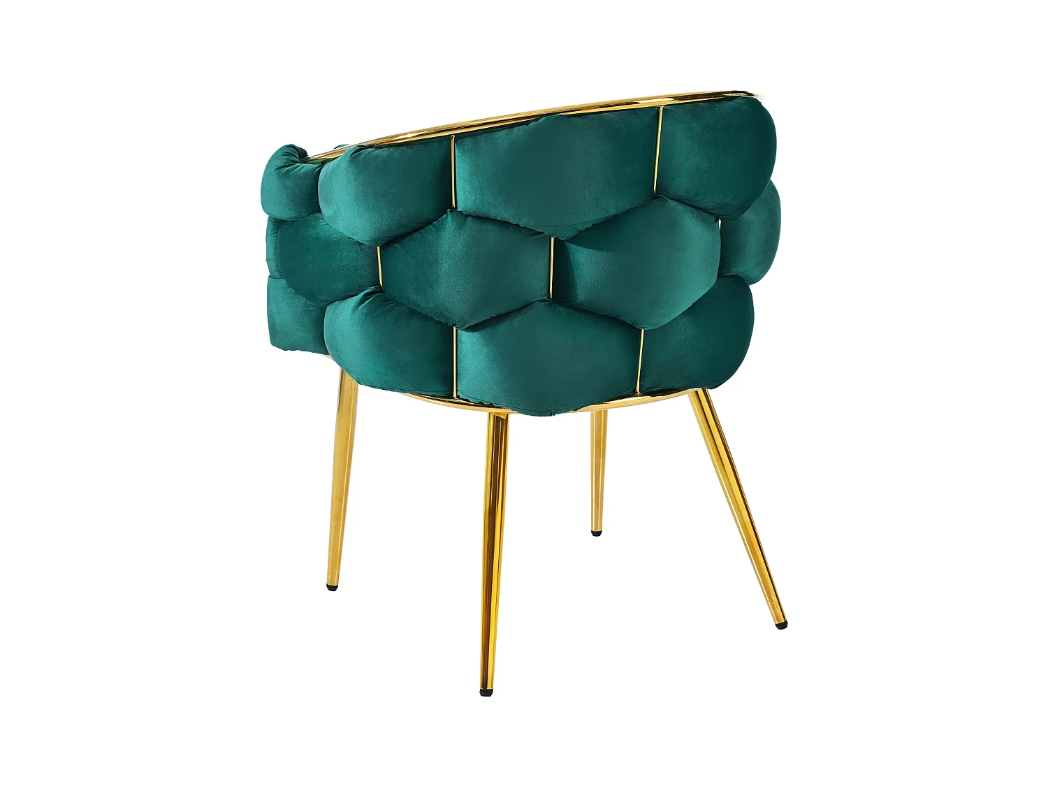 Chaise en velours vert avec pieds réglables en métal doré