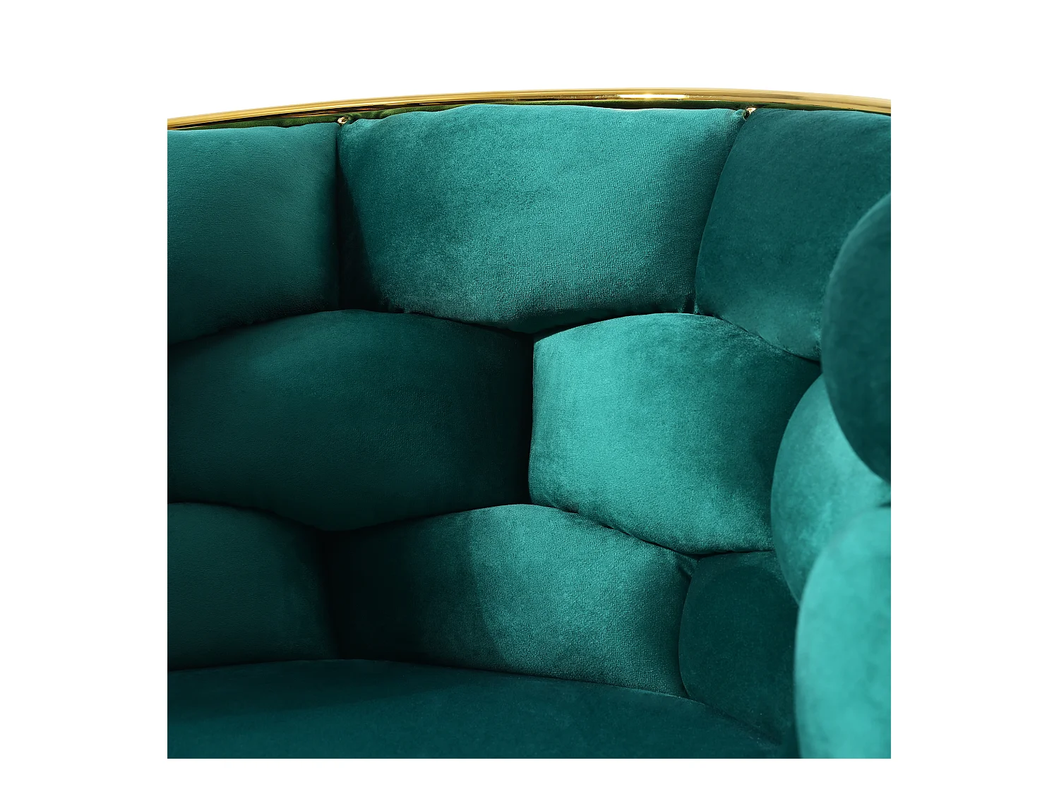 Chaise en velours vert avec pieds réglables en métal doré